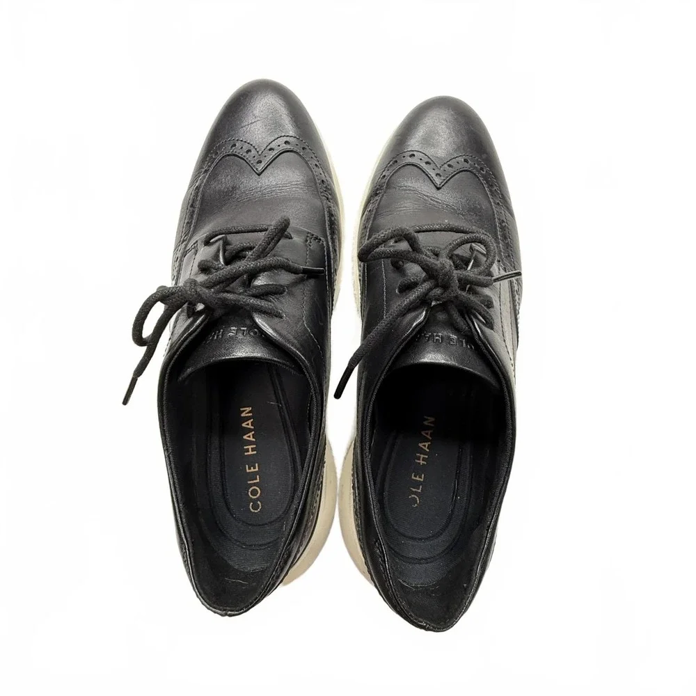 Men's Black Leather Cole Haan Grand Wingtip Oxford Dress‎ Shoes size 9